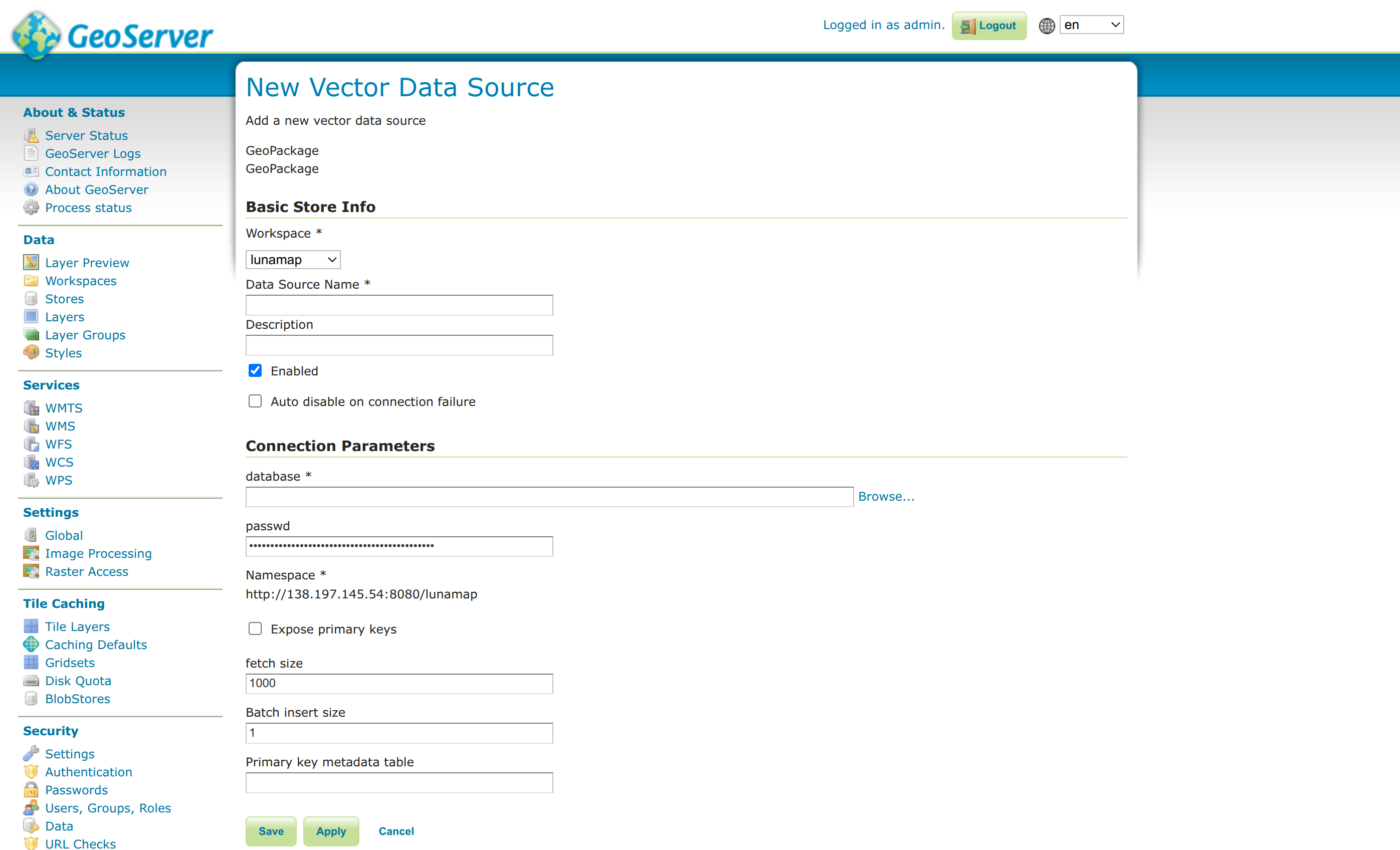 Publish Geopackage Layers in Geoserver