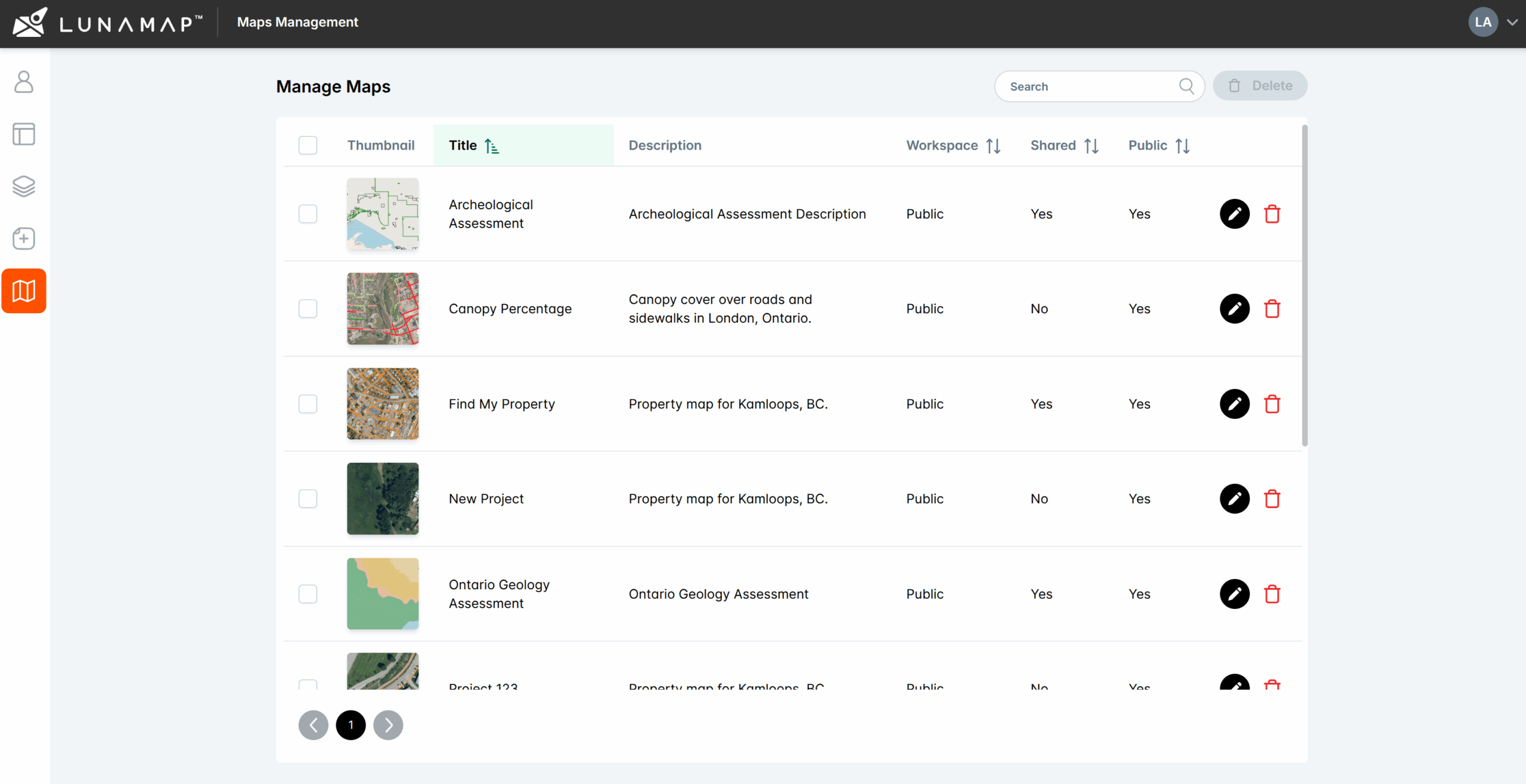 Manage Maps with the Administrator Tools in LunaMap