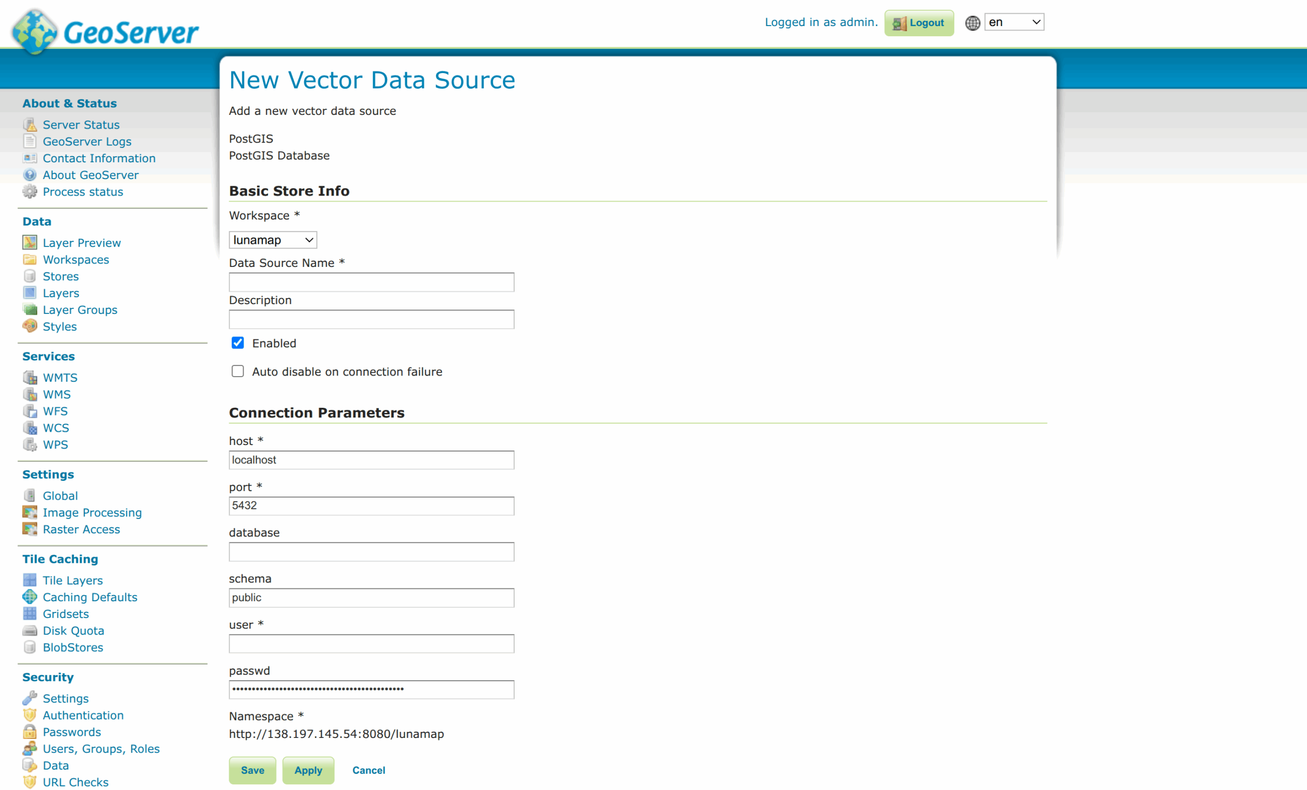 Publish PostGIS Layers in Geoserver