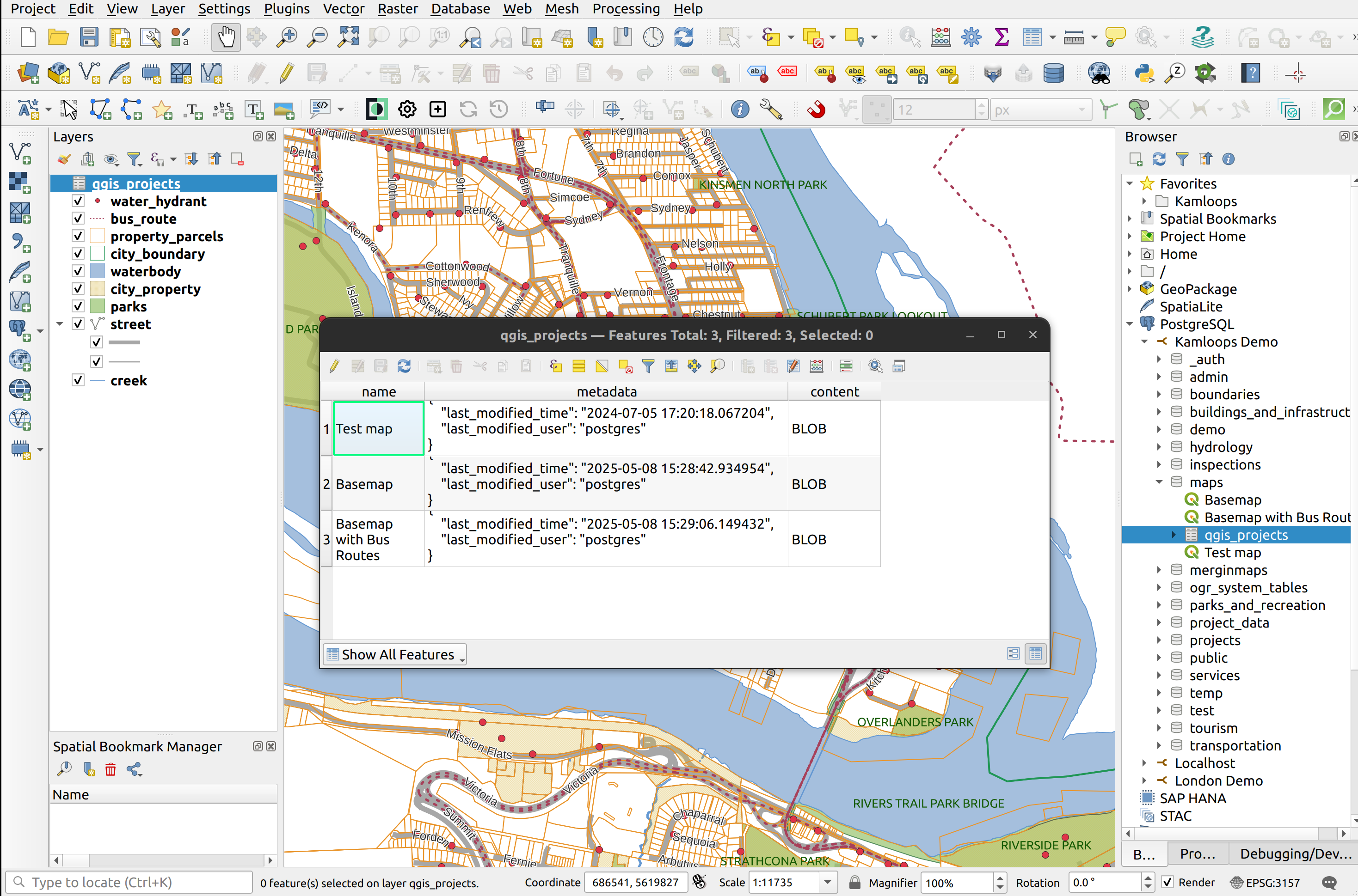 Manage QGIS Projects in PostGIS