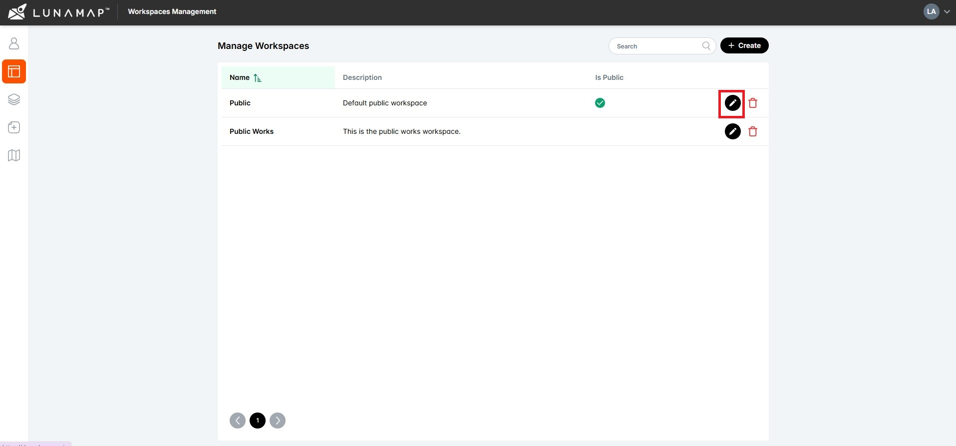 Editing a LunaMap Workspace